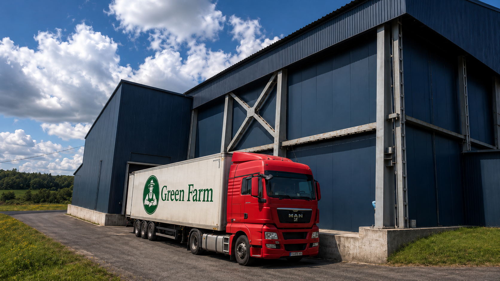 Truck at the Green Farm warehouse loading area